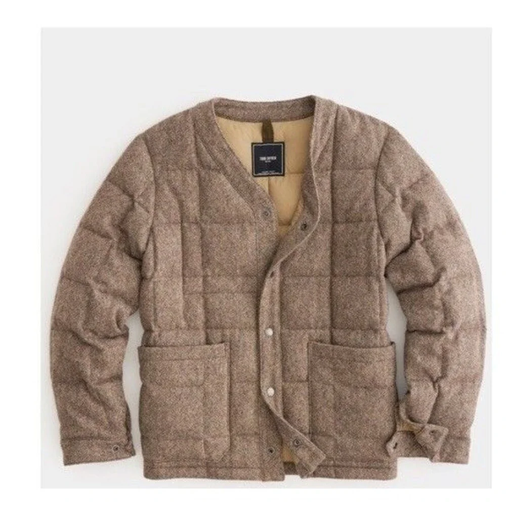 NEW $498 Todd Snyder New York Brown Tan Quilted Wool Cardigan Jacket Coat - Picture 1 of 13